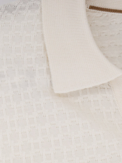 Boss Silk sweater with processing all-over - Open White