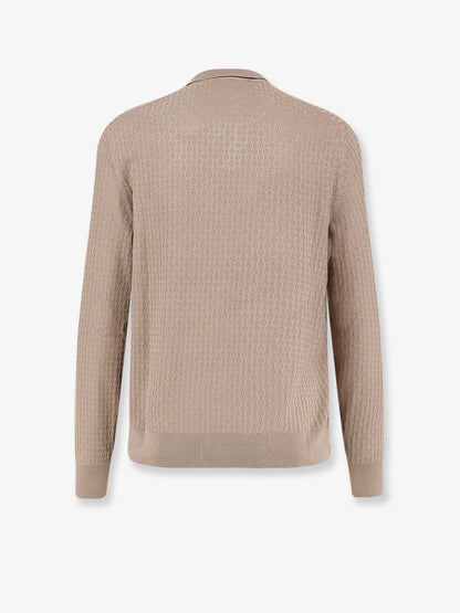 Boss Silk sweater with all-over processing - Beige