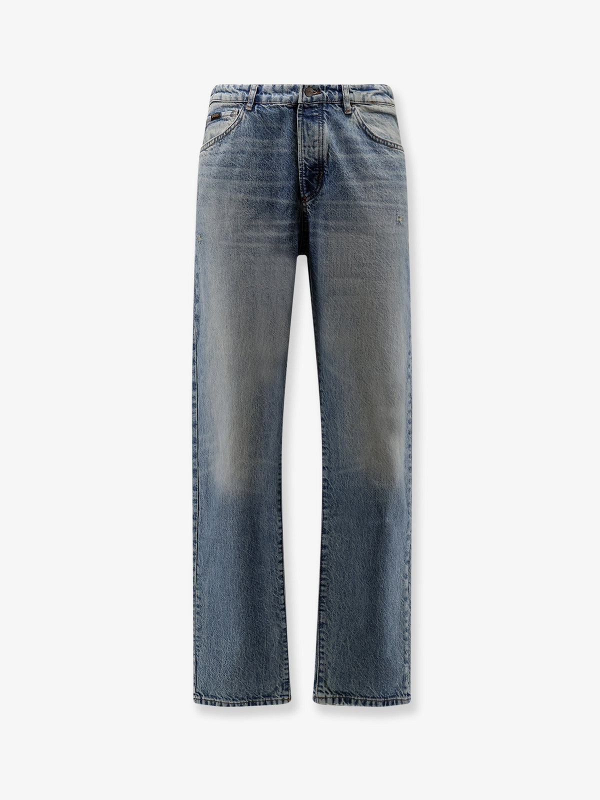 Boss Cotton jeans with back suede logo patch - Turquoise