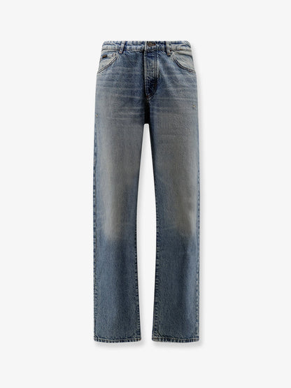 Boss Cotton jeans with back suede logo patch - Turquoise
