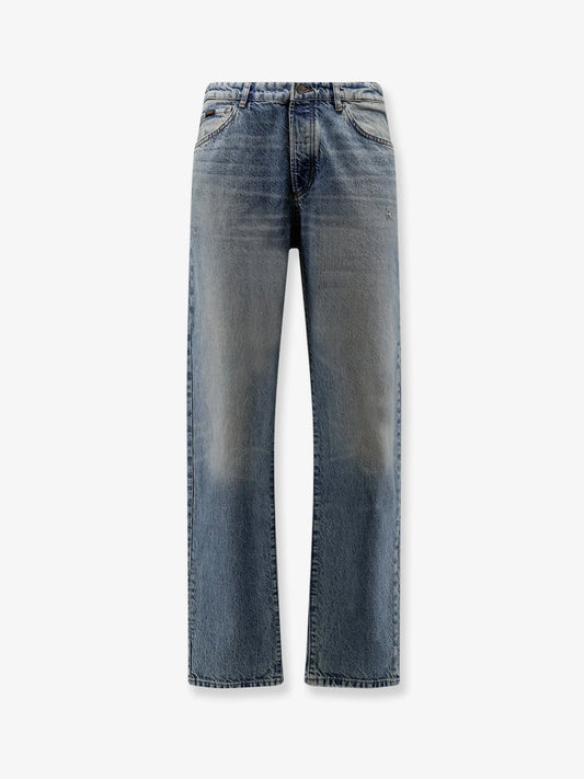 Boss Cotton Jeans With Back Suede Logo Patch