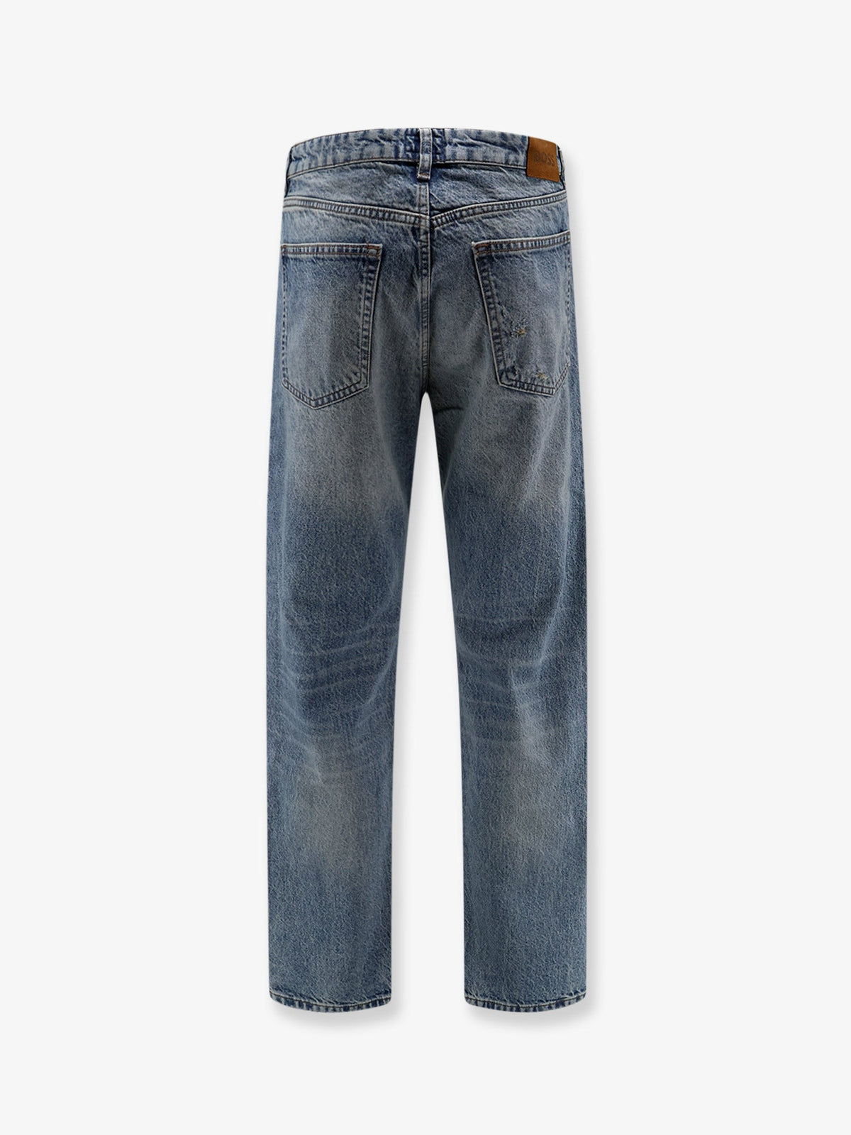 Boss Cotton jeans with back suede logo patch - Turquoise