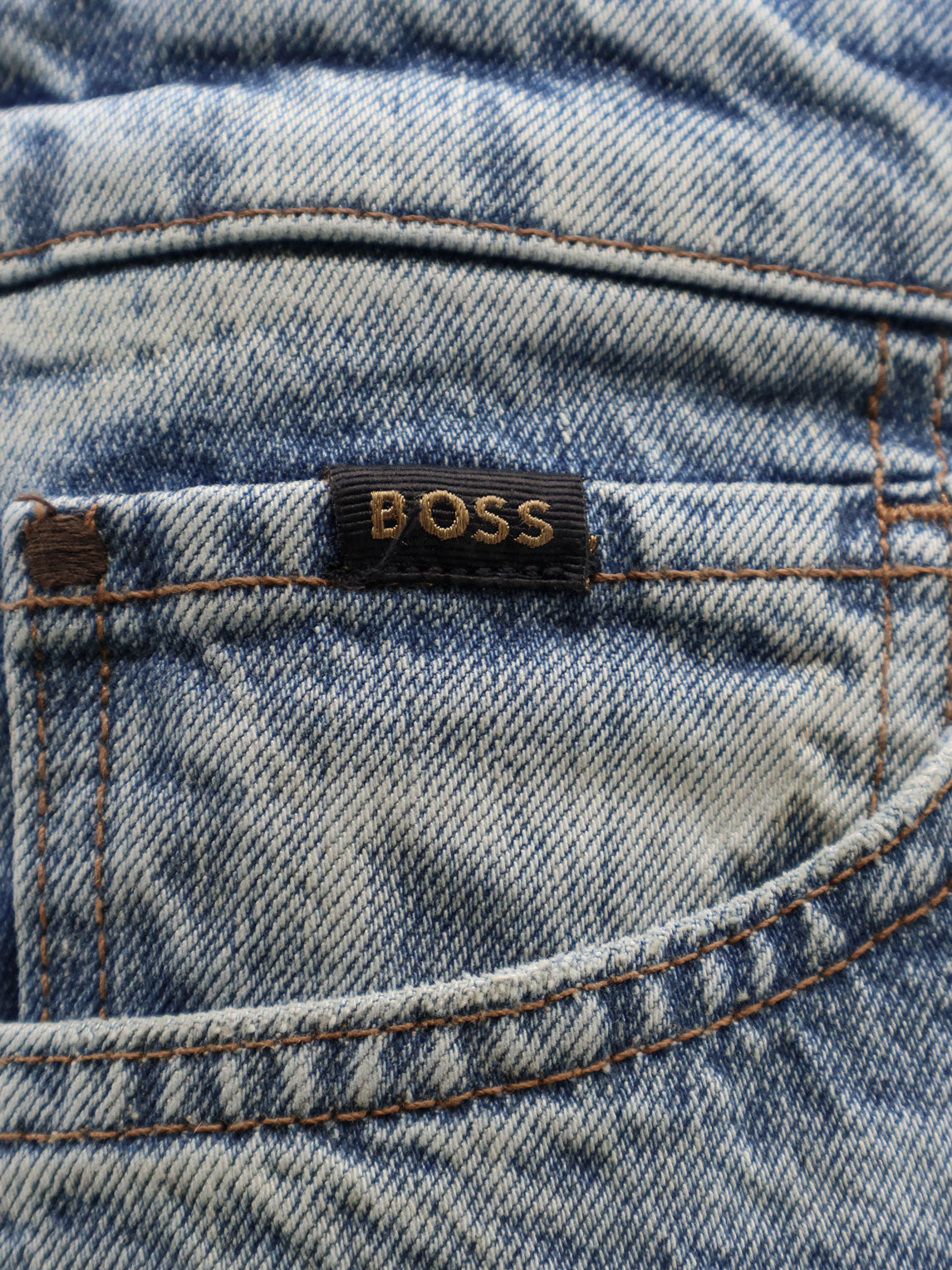 Boss Cotton jeans with back suede logo patch - Turquoise