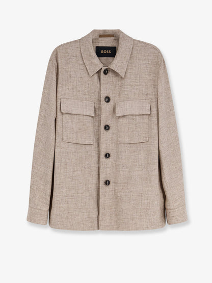 Boss Corvin virgin wool, silk and linen jacket - Mediumbeige