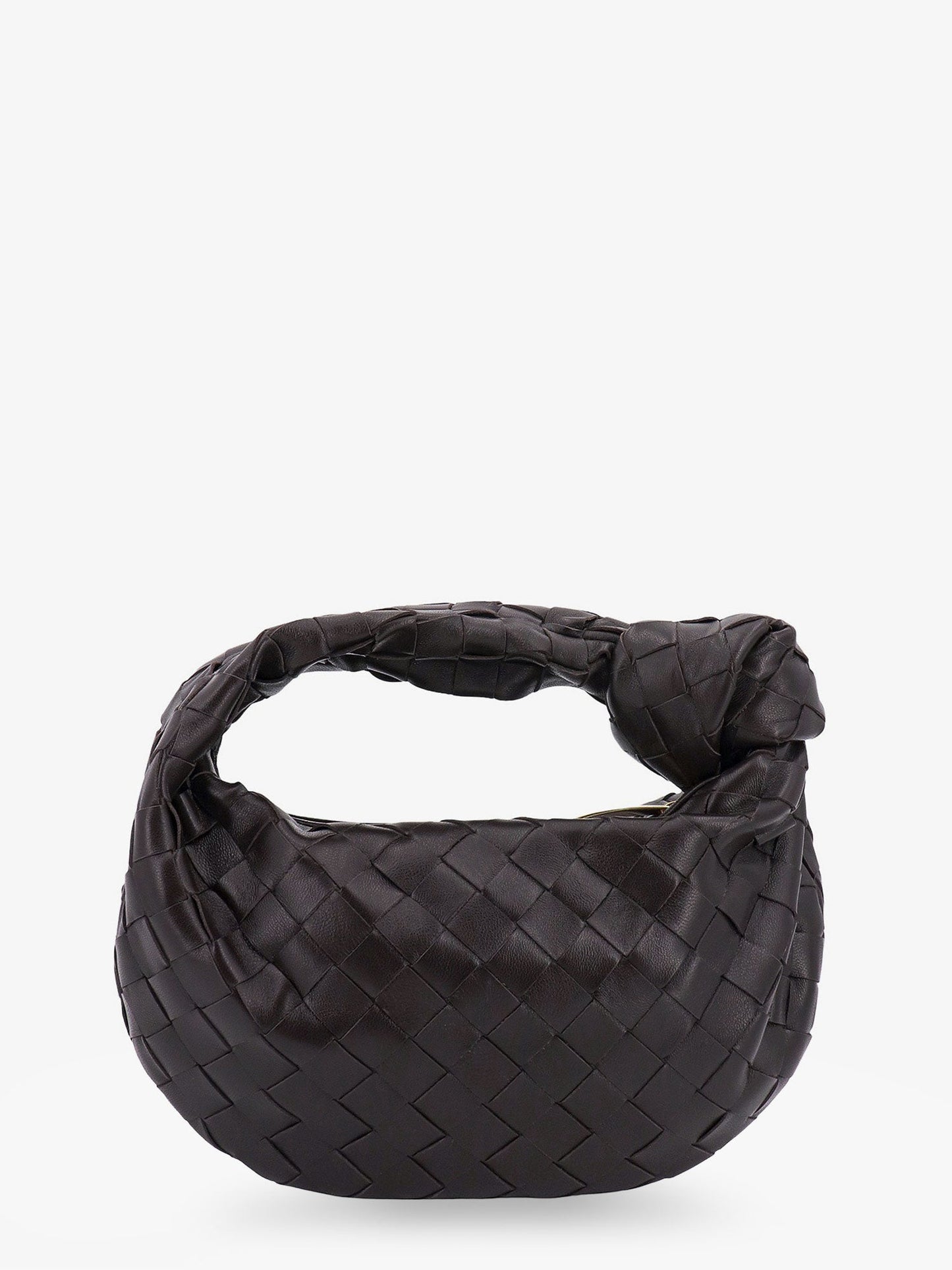 Bottega Veneta Mini Jodie Leather Handbag With A Foggy Mirror Effect Braided Motif