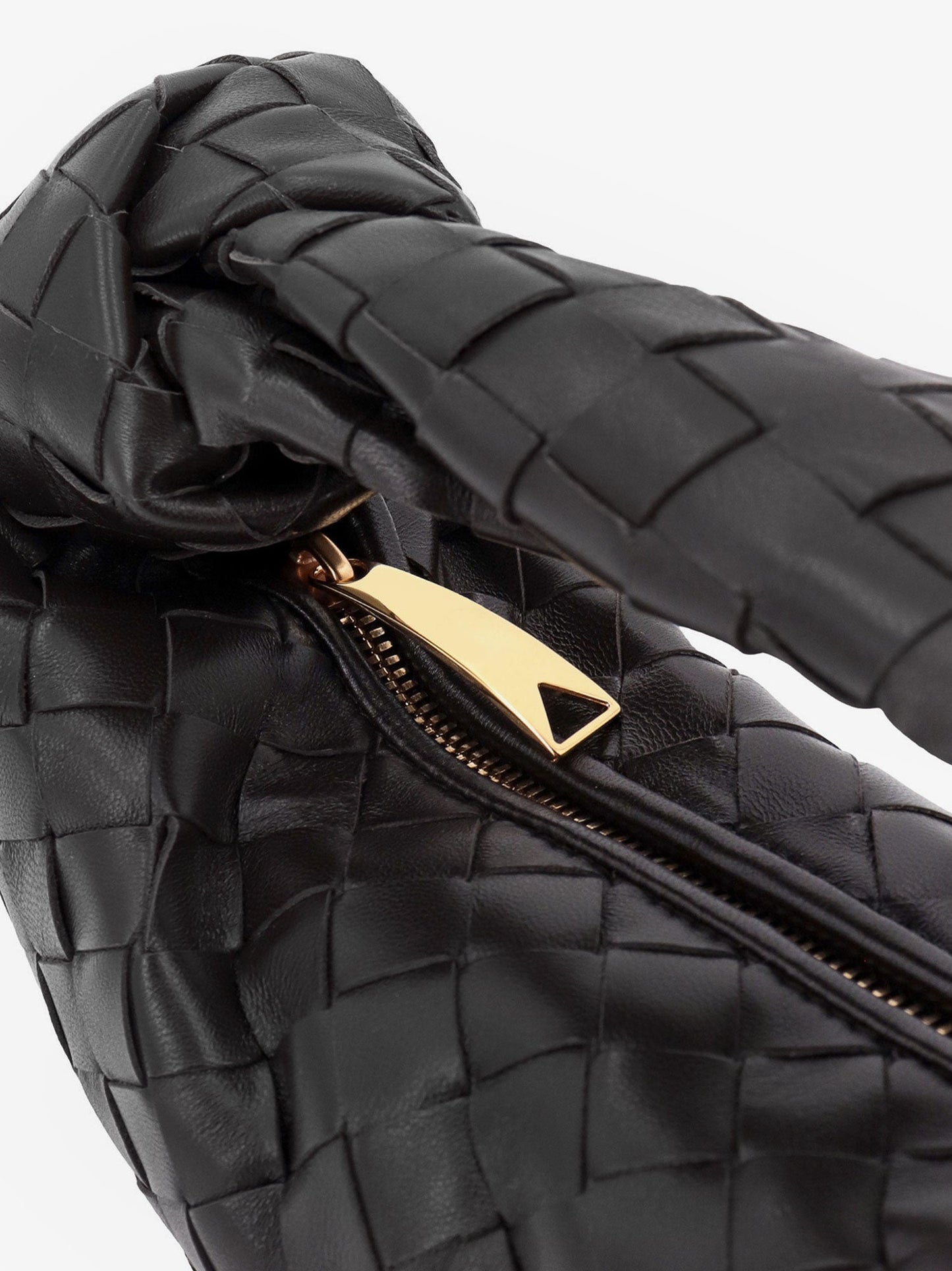 Bottega Veneta Mini Jodie Leather Handbag With A Foggy Mirror Effect Braided Motif