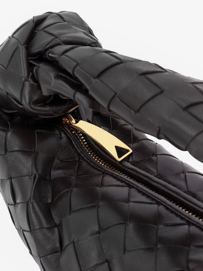 Bottega Veneta Mini Jodie Leather Handbag With A Foggy Mirror Effect Braided Motif