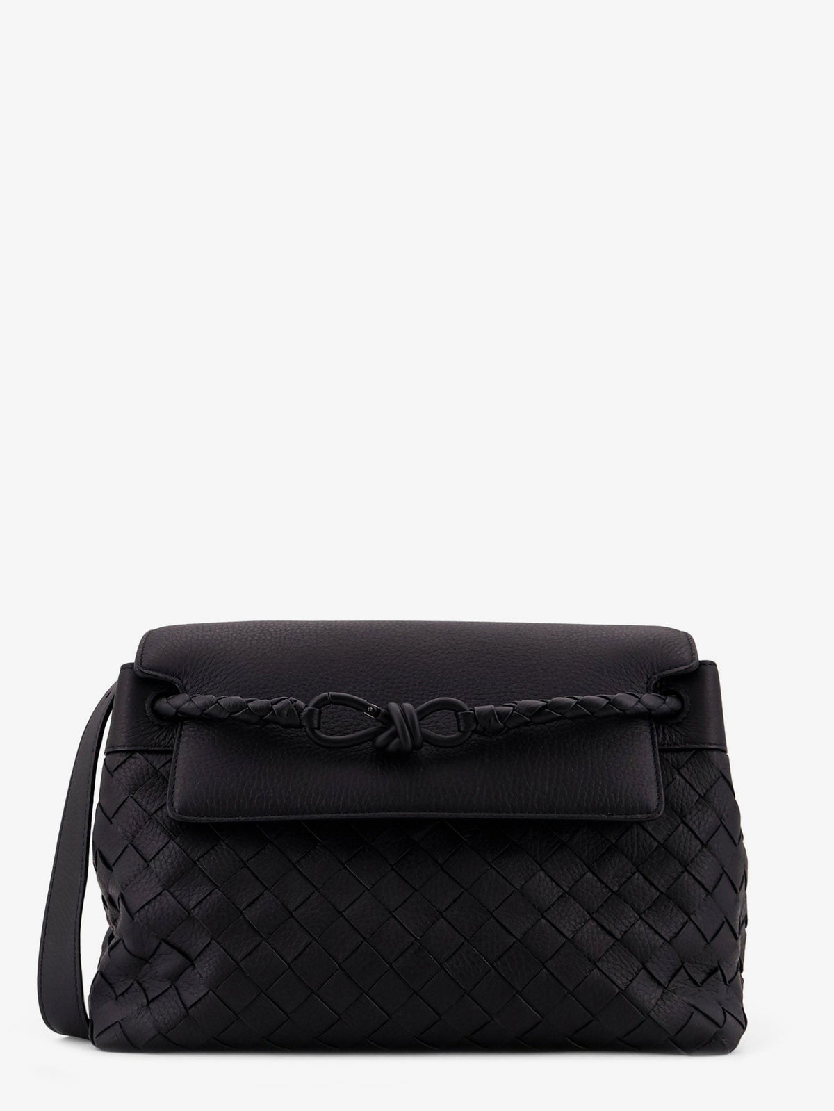 Bottega Veneta Andiamo leather shoulder bag with Intrecciato pattern - Black-Nero Opaco