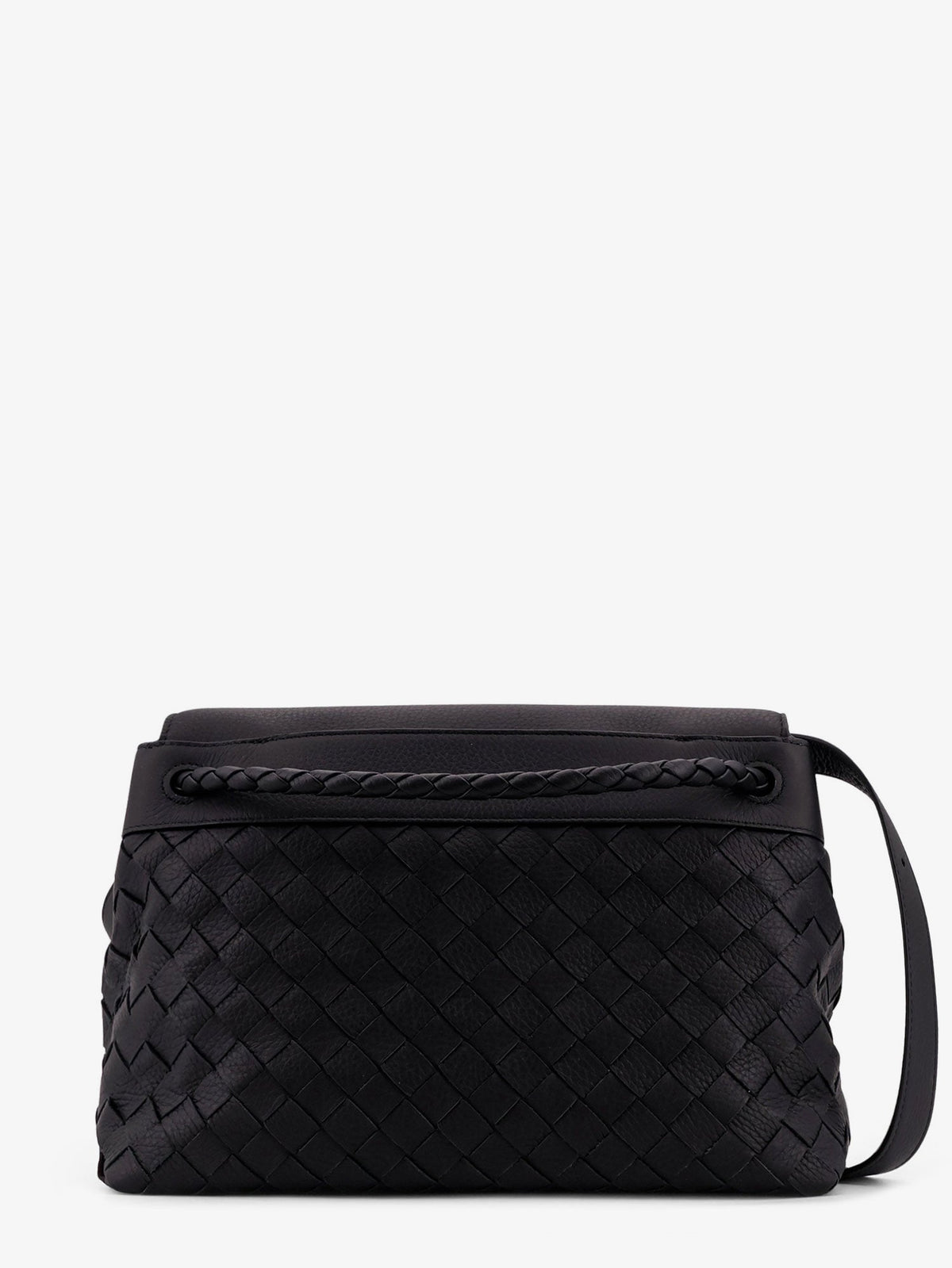 Bottega Veneta Andiamo leather shoulder bag with Intrecciato pattern - Black-Nero Opaco