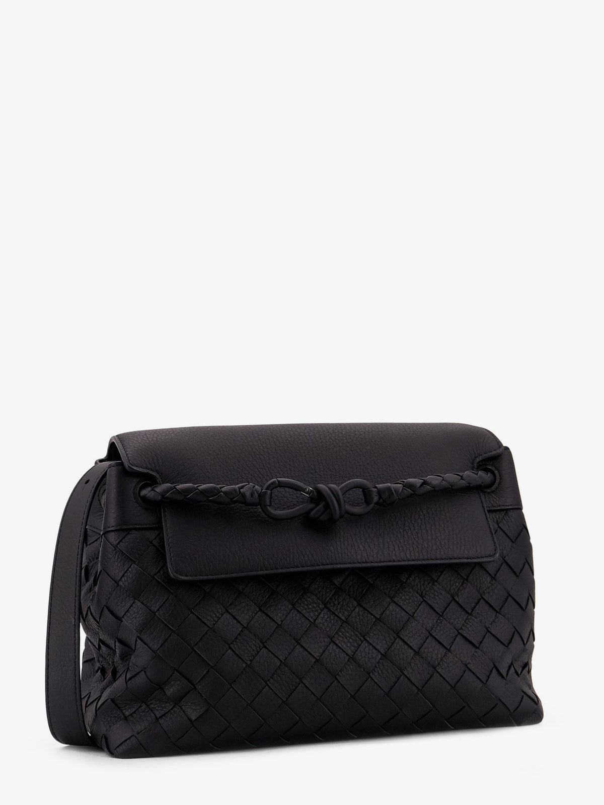 Bottega Veneta Andiamo leather shoulder bag with Intrecciato pattern - Black-Nero Opaco