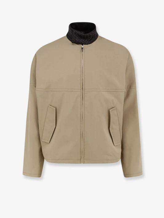 Bottega Veneta Cotton Jacket With Intrecciato Leather Detail
