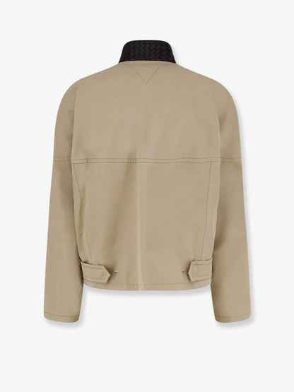 Bottega Veneta Cotton Jacket With Intrecciato Leather Detail