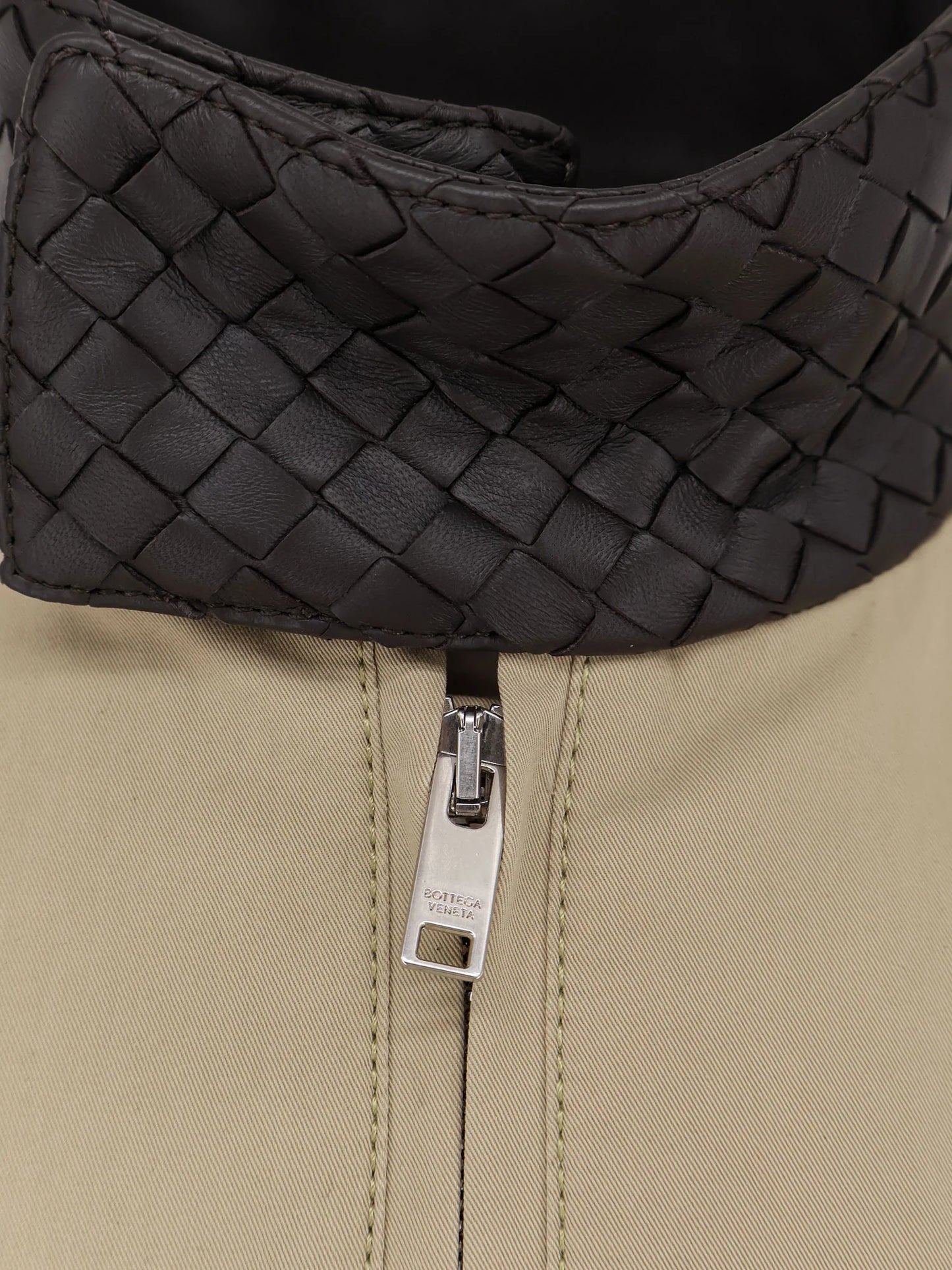 Bottega Veneta Cotton Jacket With Intrecciato Leather Detail