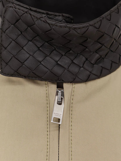 Bottega Veneta Cotton Jacket With Intrecciato Leather Detail