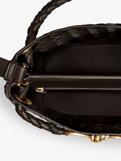 Bottega Veneta Andiamo Bucket Leather Crossbody Bag With Intrecciato Pattern
