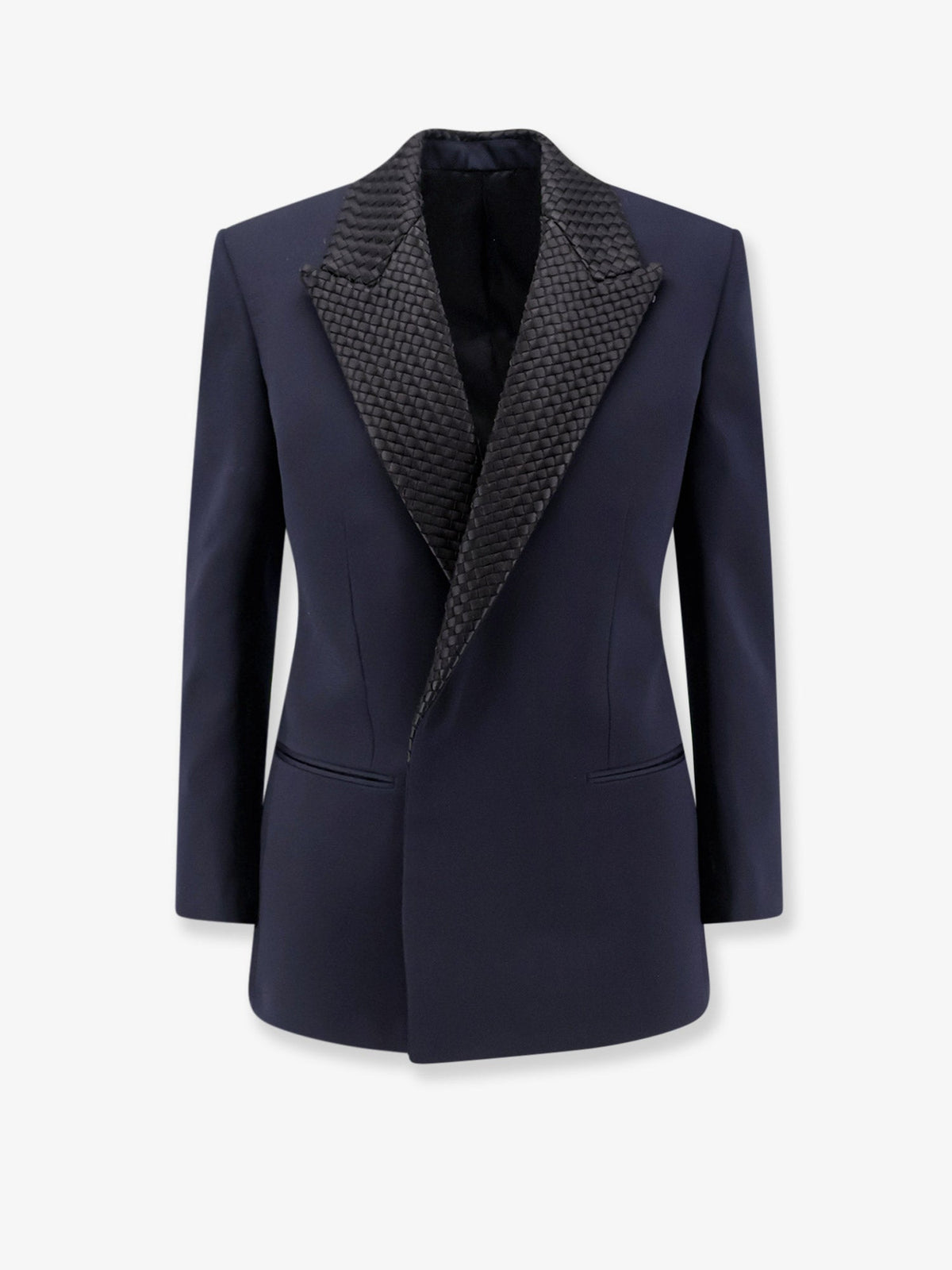 Bottega Veneta Wool blazer with Intrecciato detail - Midnightblue