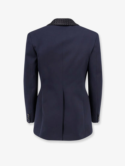 Bottega Veneta Wool blazer with Intrecciato detail - Midnightblue