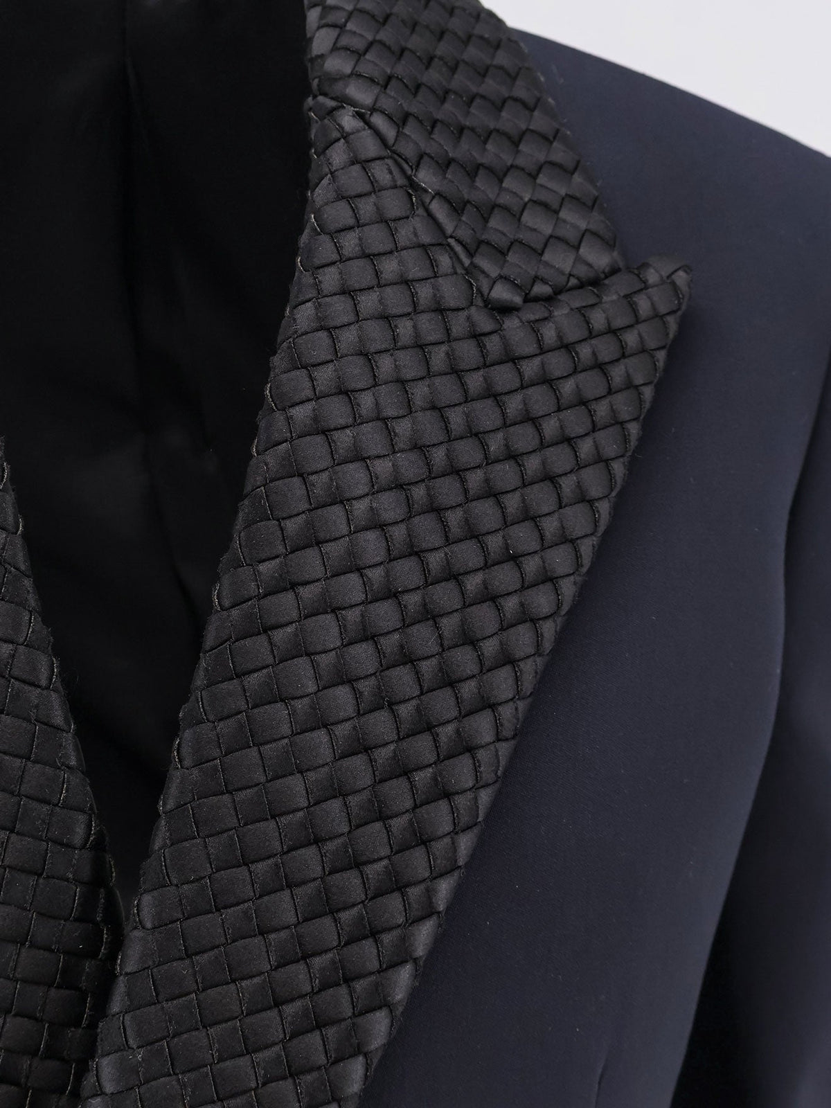 Bottega Veneta Wool blazer with Intrecciato detail - Midnightblue
