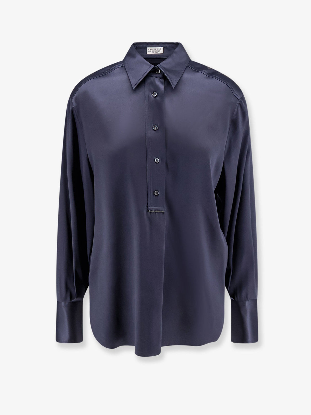Brunello Cucinelli Silk shirt with Monili detail - Night Sky