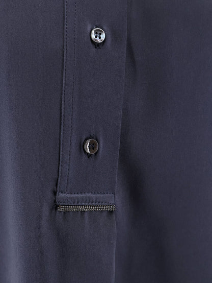 Brunello Cucinelli Silk shirt with Monili detail - Night Sky