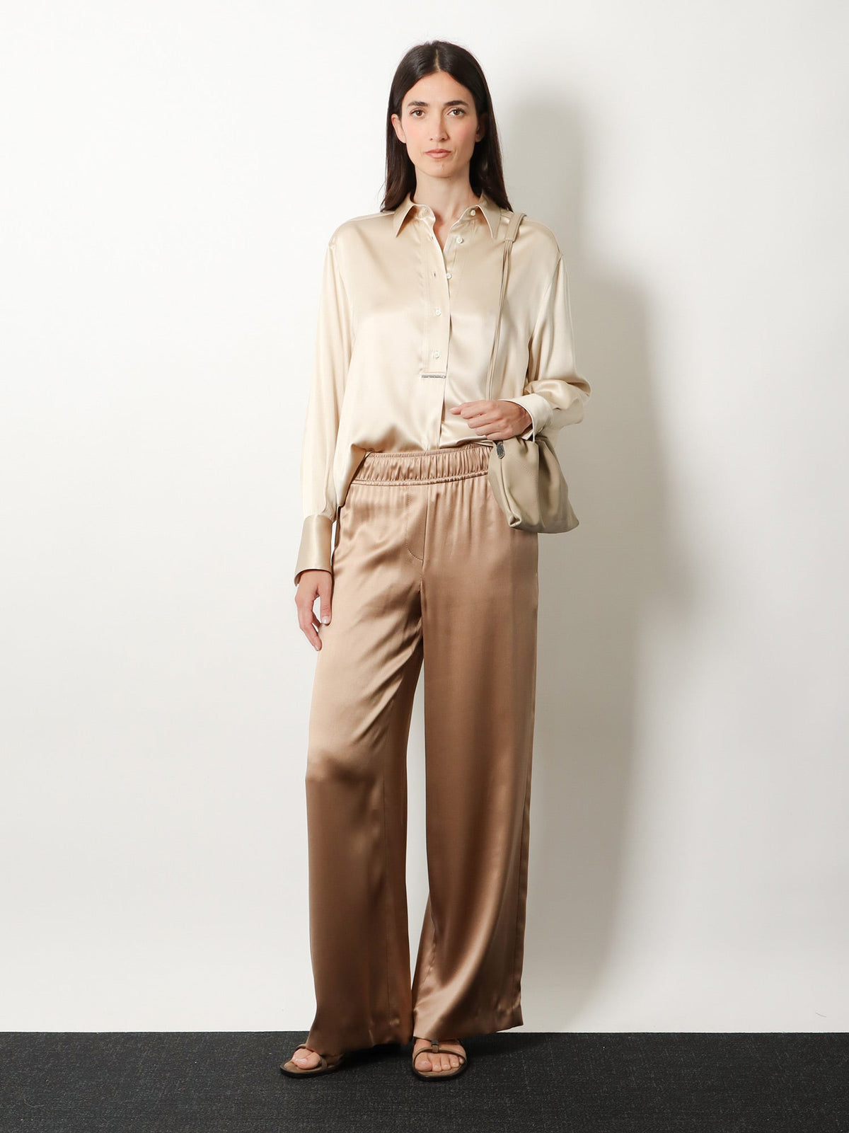 Brunello Cucinelli Silk shirt with Monili detail - Sand