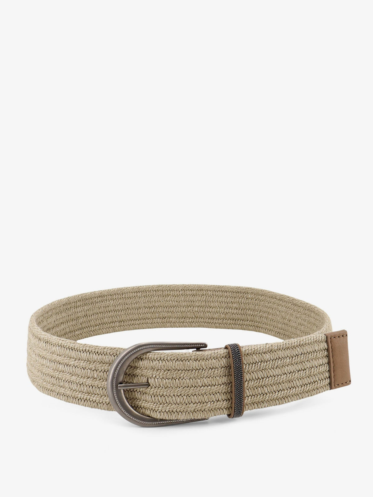 Brunello Cucinelli Linen belt with Shiny Loop detail - Greggio