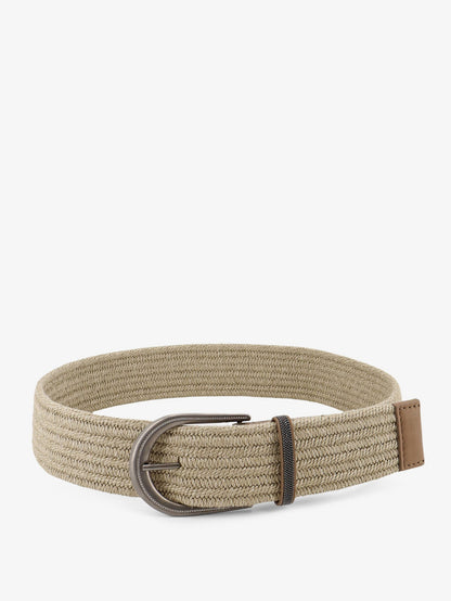 Brunello Cucinelli Linen belt with Shiny Loop detail - Greggio