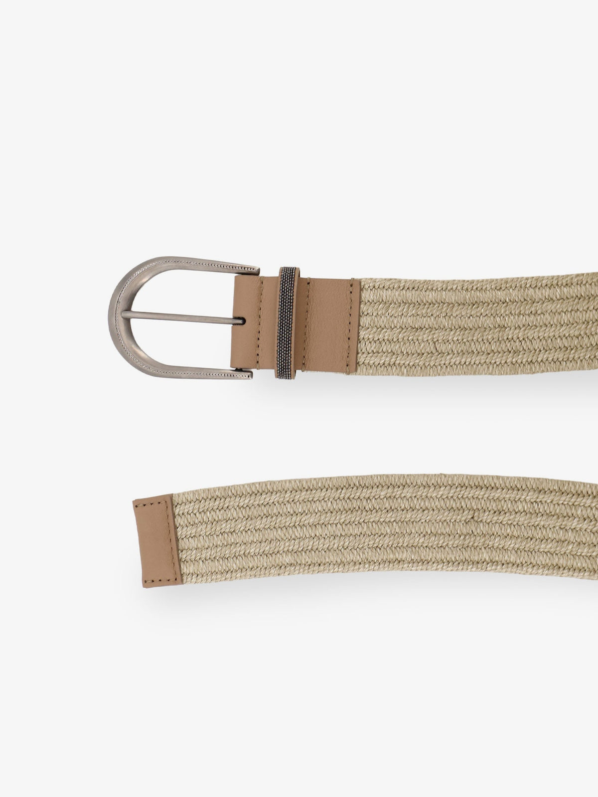 Brunello Cucinelli Linen belt with Shiny Loop detail - Greggio