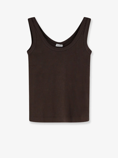 Brunello Cucinelli Cotton Blend Tank Top With Back Monili Detail
