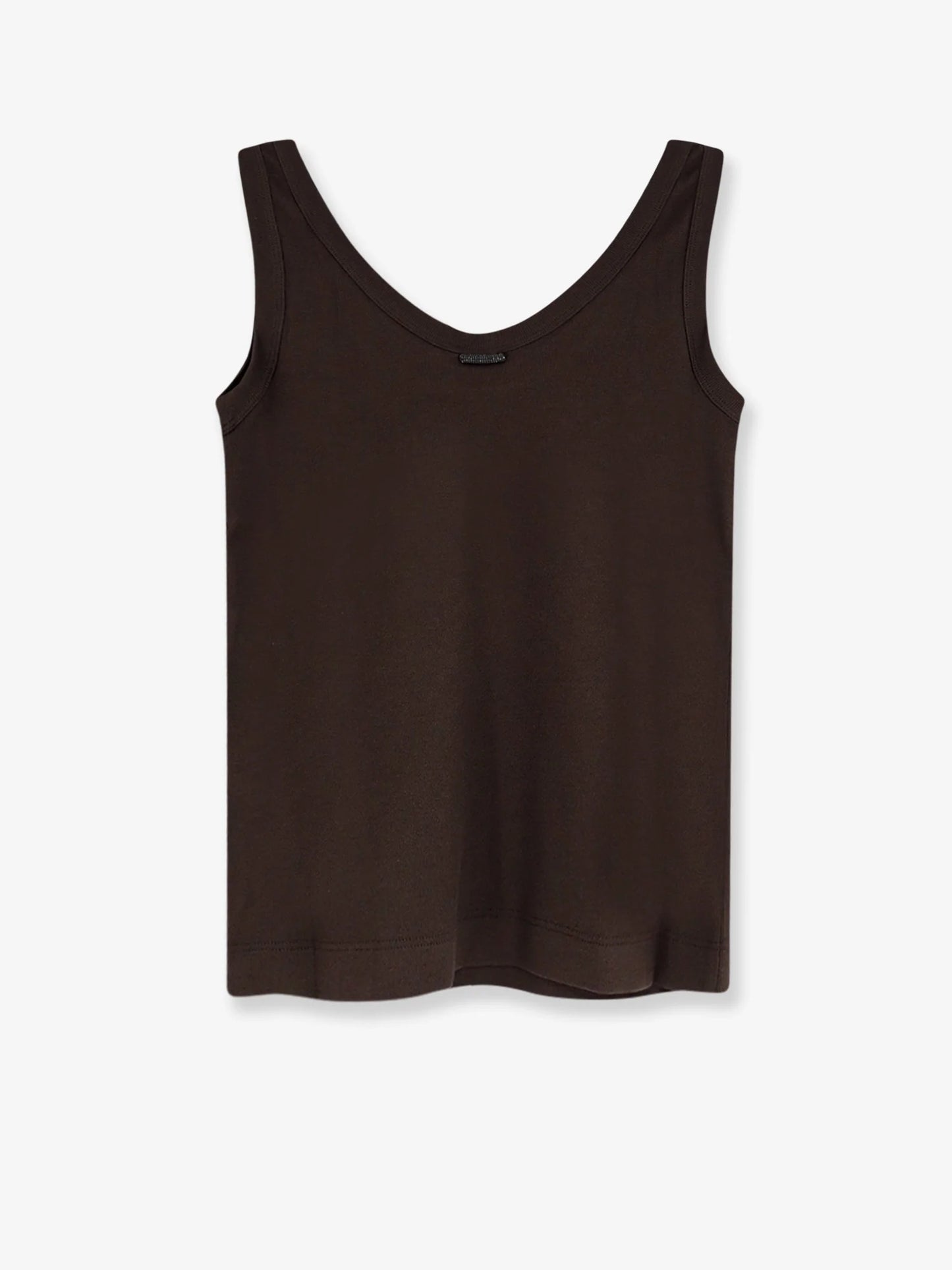 Brunello Cucinelli Cotton Blend Tank Top With Back Monili Detail