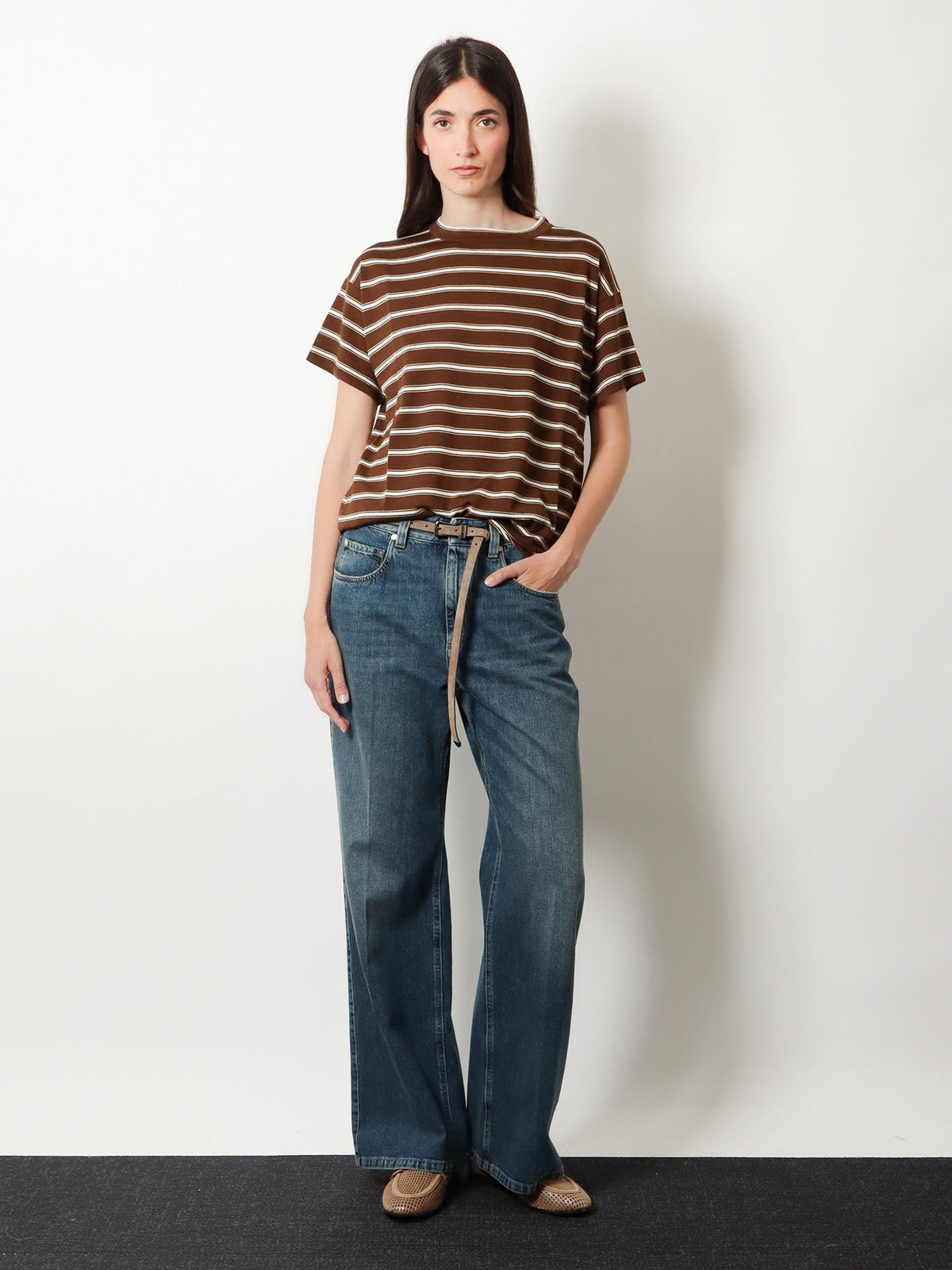 Brunello Cucinelli Virgin wool and cashmere blend t-shirt - Cacao
