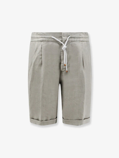 BRUNELLO CUCINELLI - Linen bermuda shorts with drawstring