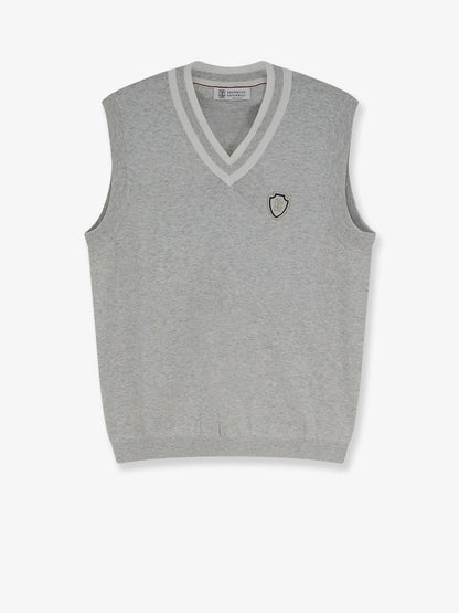 BRUNELLO CUCINELLI - Cotton vest with front logo patch
