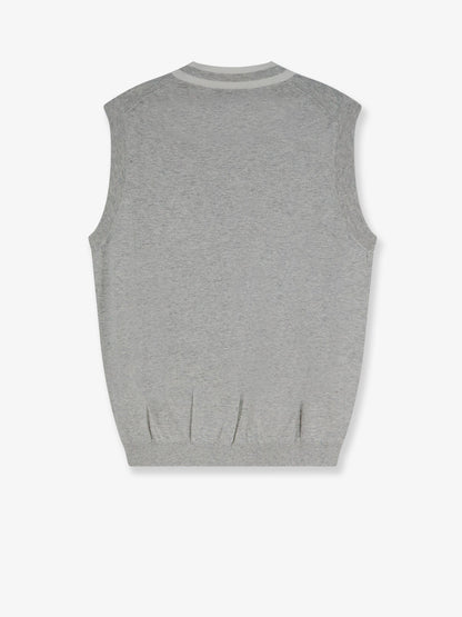 Brunello Cucinelli Cotton vest with front logo patch - Nebbiapanama