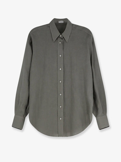 Brunello Cucinelli Linen shirt with Monili detail - Kaki