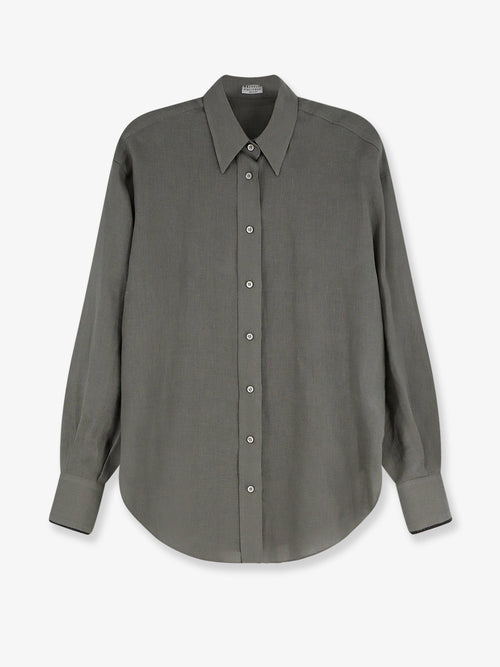 Brunello Cucinelli Linen shirt with Monili detail - Kaki