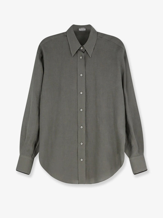 Brunello Cucinelli Linen Shirt With Monili Detail