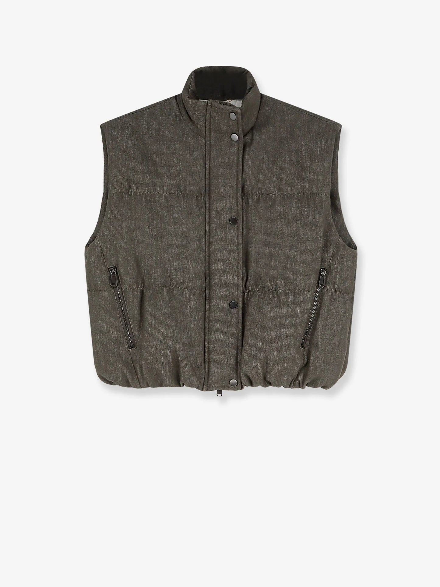 Brunello Cucinelli Sleeveless Effect Twill Denim Down Jacket