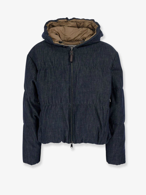Brunello Cucinelli Hooded padded denim jacket - Denimblu