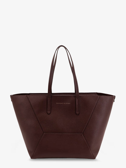 Brunello Cucinelli BC Duo hammered leather shoulder bag - Burgundy