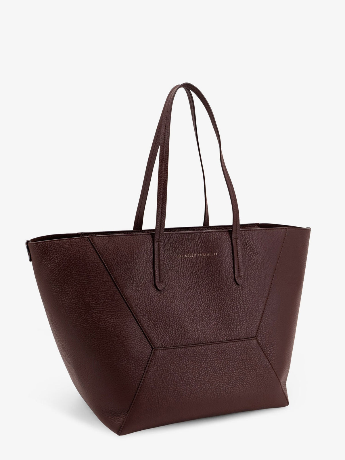 Brunello Cucinelli BC Duo hammered leather shoulder bag - Burgundy