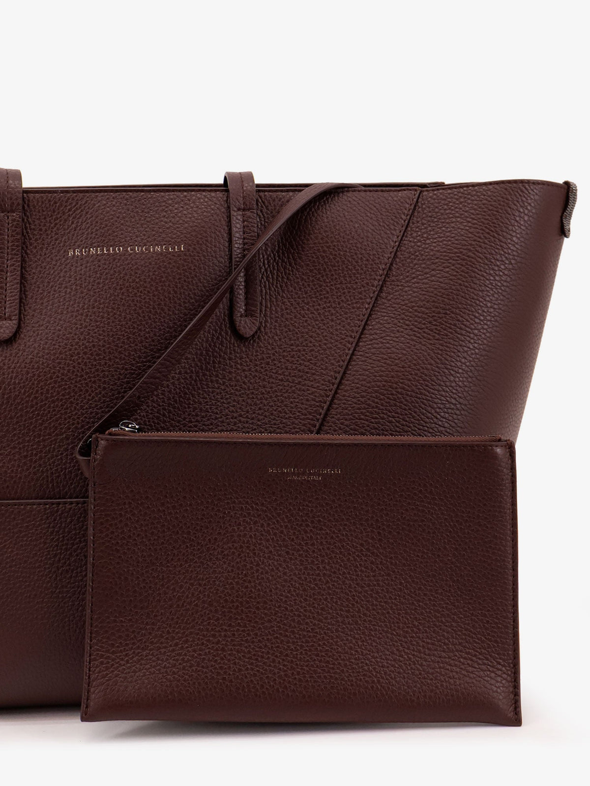 Brunello Cucinelli BC Duo hammered leather shoulder bag - Burgundy