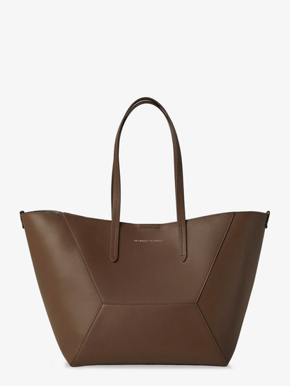 Brunello Cucinelli BC Duo hammered leather handbag - Mud