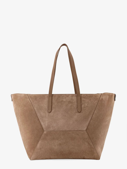 Brunello Cucinelli Bc Duo Suede Shoulder Bag With Engraved Logo