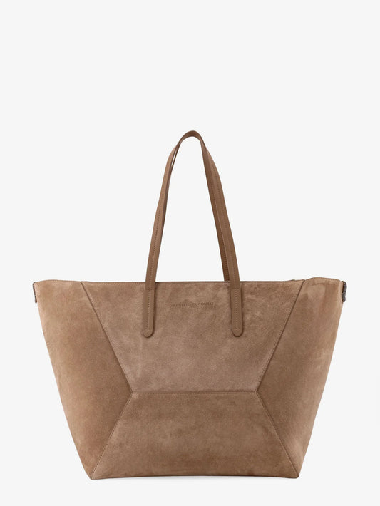 Brunello Cucinelli Bc Duo Suede Shoulder Bag With Engraved Logo