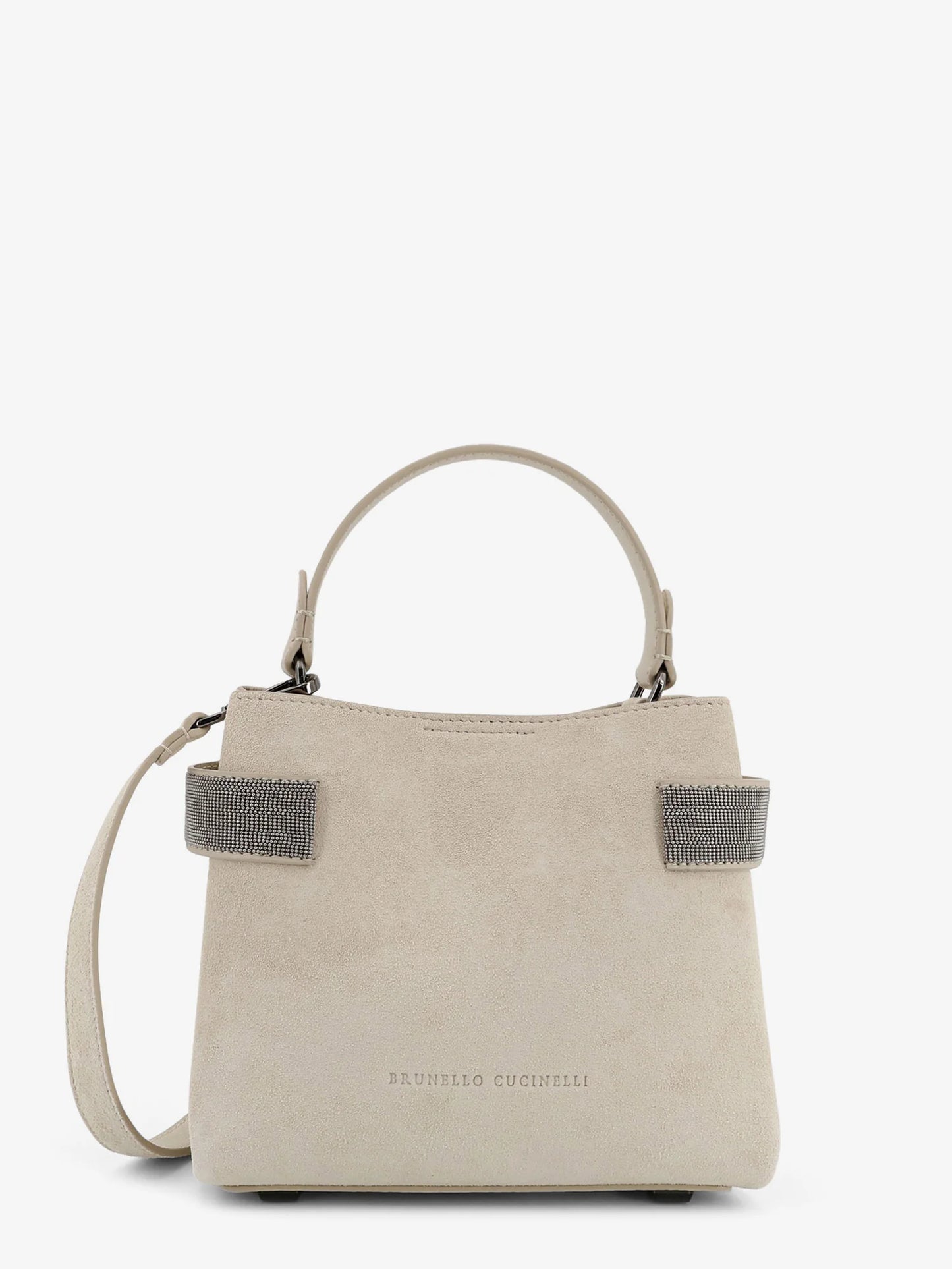 Brunello Cucinelli Suede Crossbody Bag With Monili Detail