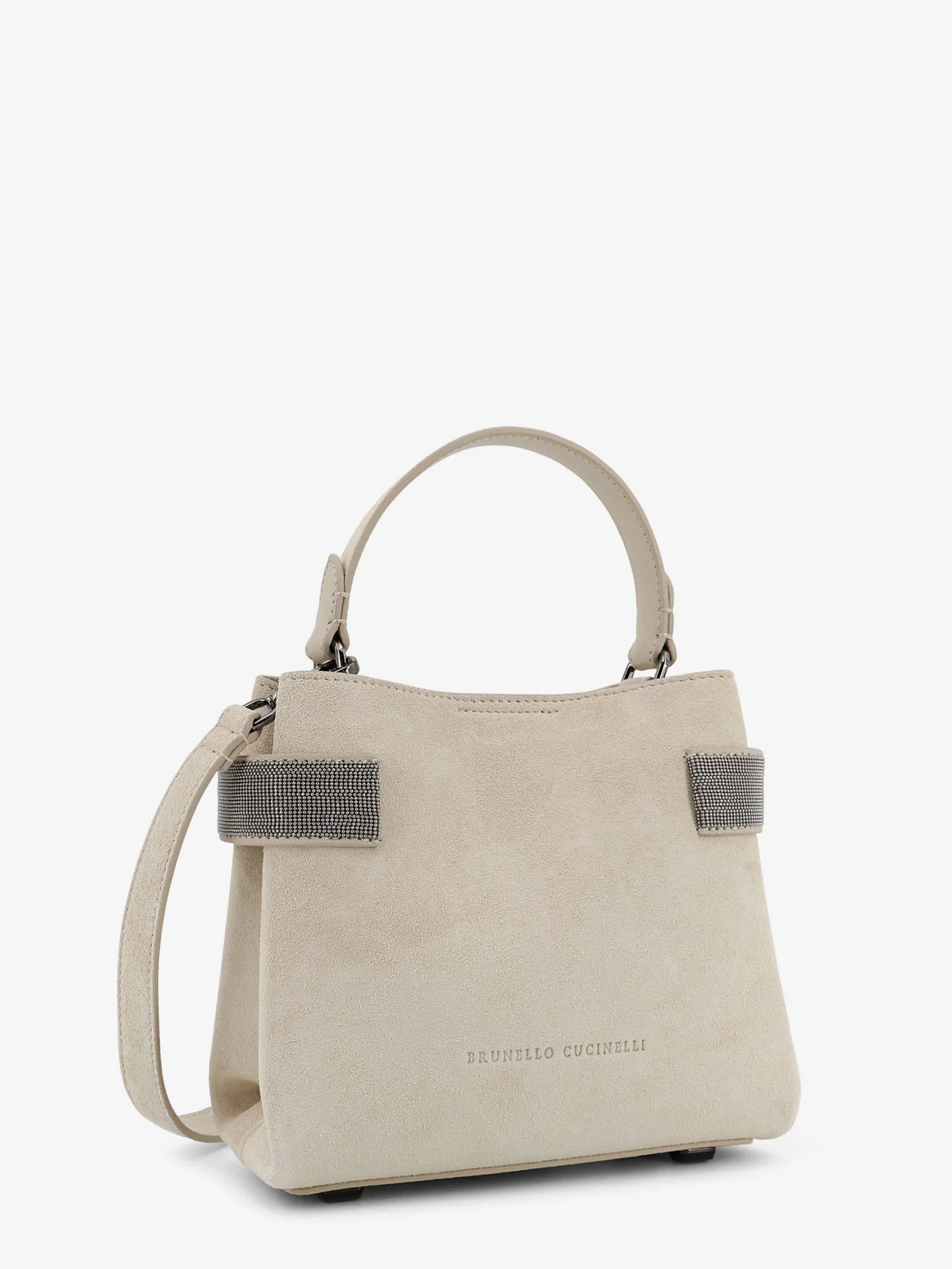 Brunello Cucinelli Suede Crossbody Bag With Monili Detail