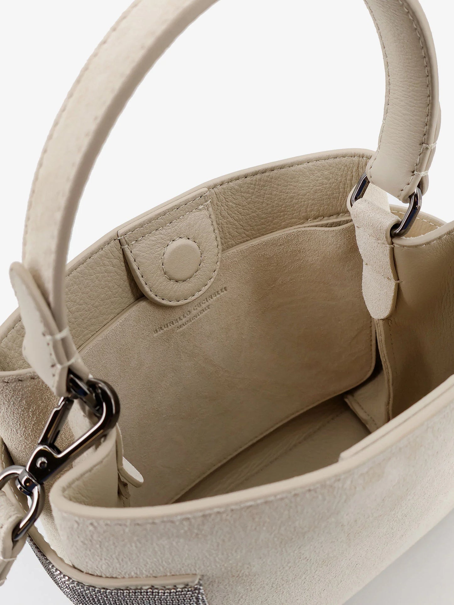 Brunello Cucinelli Suede Crossbody Bag With Monili Detail