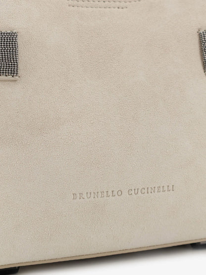 Brunello Cucinelli Suede Crossbody Bag With Monili Detail