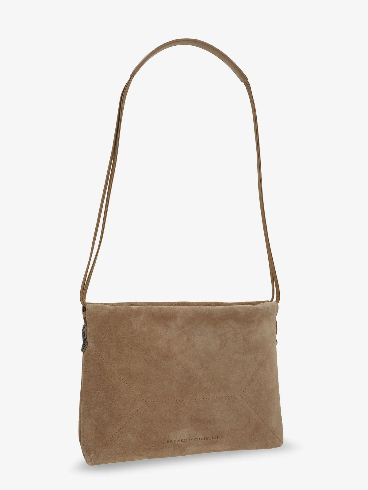 BRUNELLO CUCINELLI - Suede shoulder bag with logo on the front
